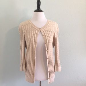 Cable knit button down cardigan sweater